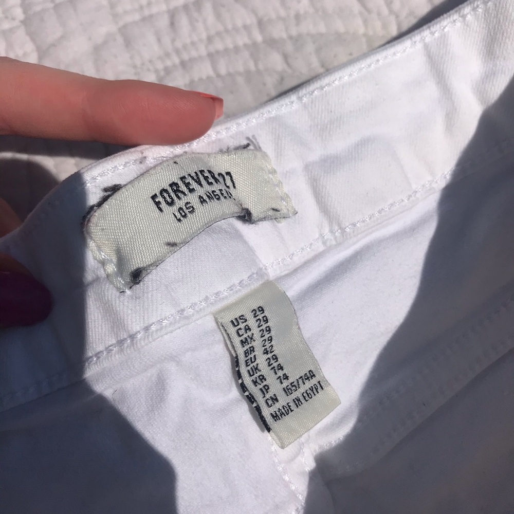 Forever 21 Ripped White Skinny Jeans